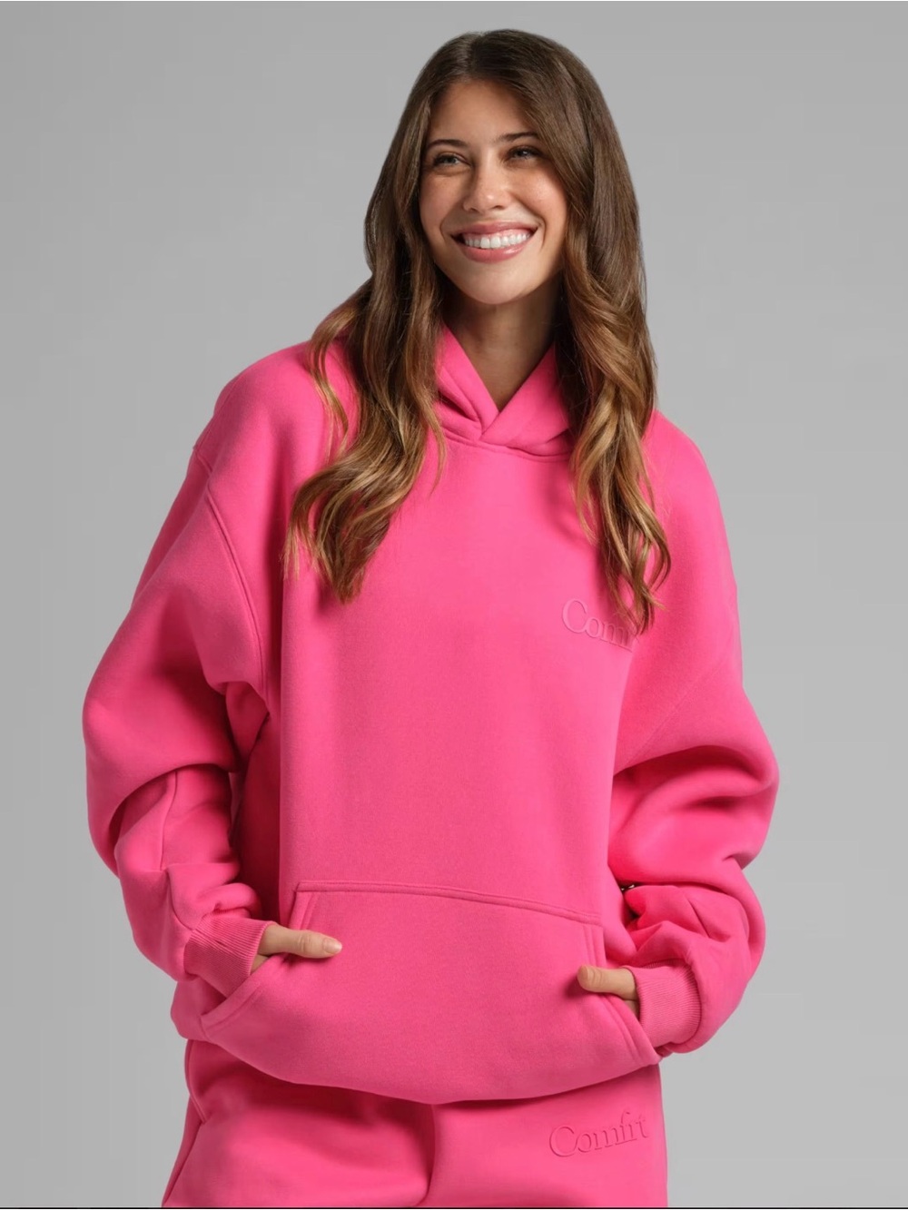 Comfrt Bright Pink Hoodie & Shorts Set - Picture 3 of 9